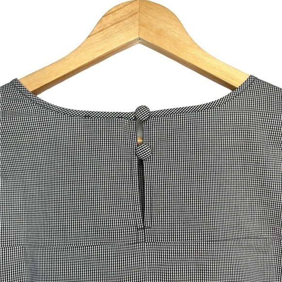 1. J Crew XXS Gingham plaid 3/4 bell flare sleeves slits bow keyhole in back - Picture 4 of 14